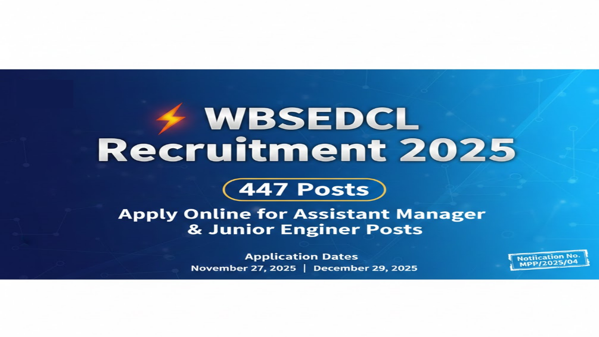 WBSEDCL Recruitment 2025 Notification Banner for Assistant Manager and Junior Engineer Posts